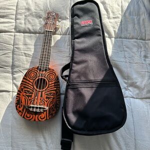 Gator Ukulele with Tribal Design and Black Case
